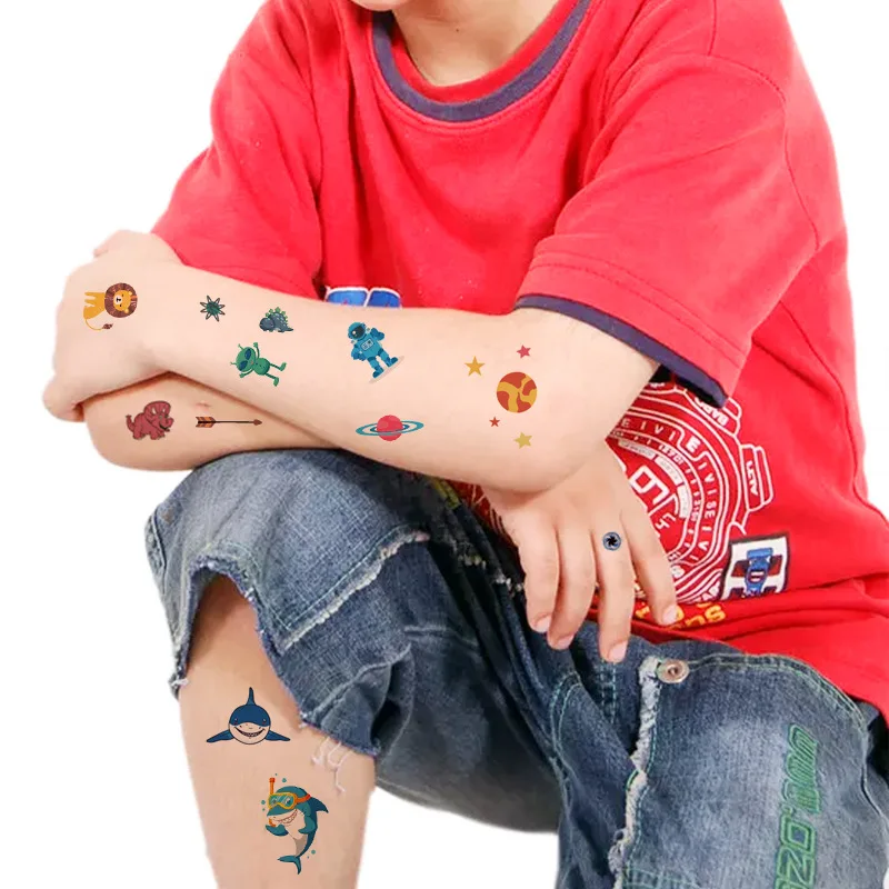 10PCS New Tattoos for Children Transfer Tattoos for Kids Mini Waterproof Tattoos Festival Glitters Face Unicorn Animals Stickers 2