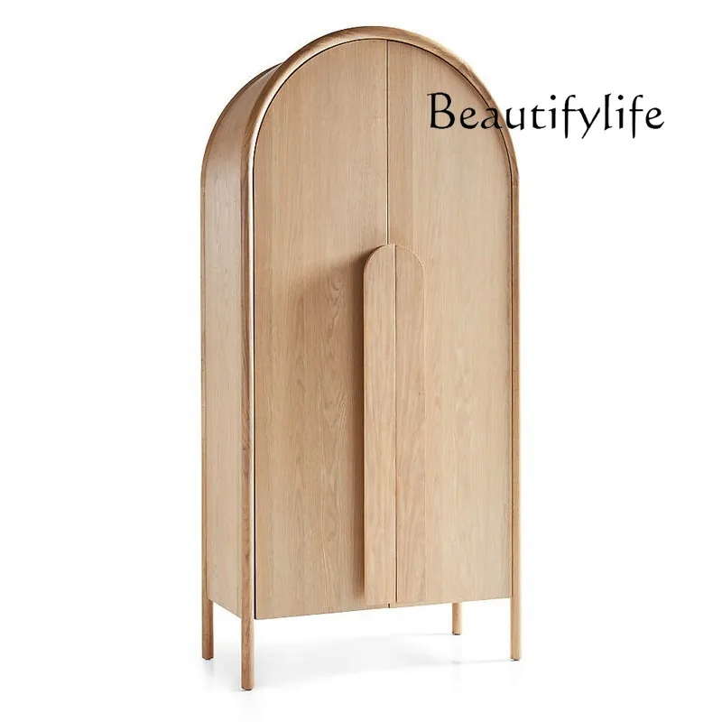 

Nordic Minimalist Double-Door Closet B & B Wood Color Storage Arch Cabinet Wardrobe Bookcase