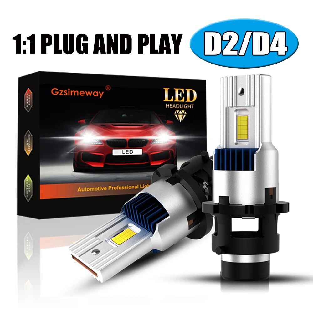2Pcs D2S Led Headlight D4S Canbus Lampadine Csp D1S D3S D5S D2R D4R Hid Kit Retrofit Auto Lamp 60000Lm Super Bright Car Light 6000K