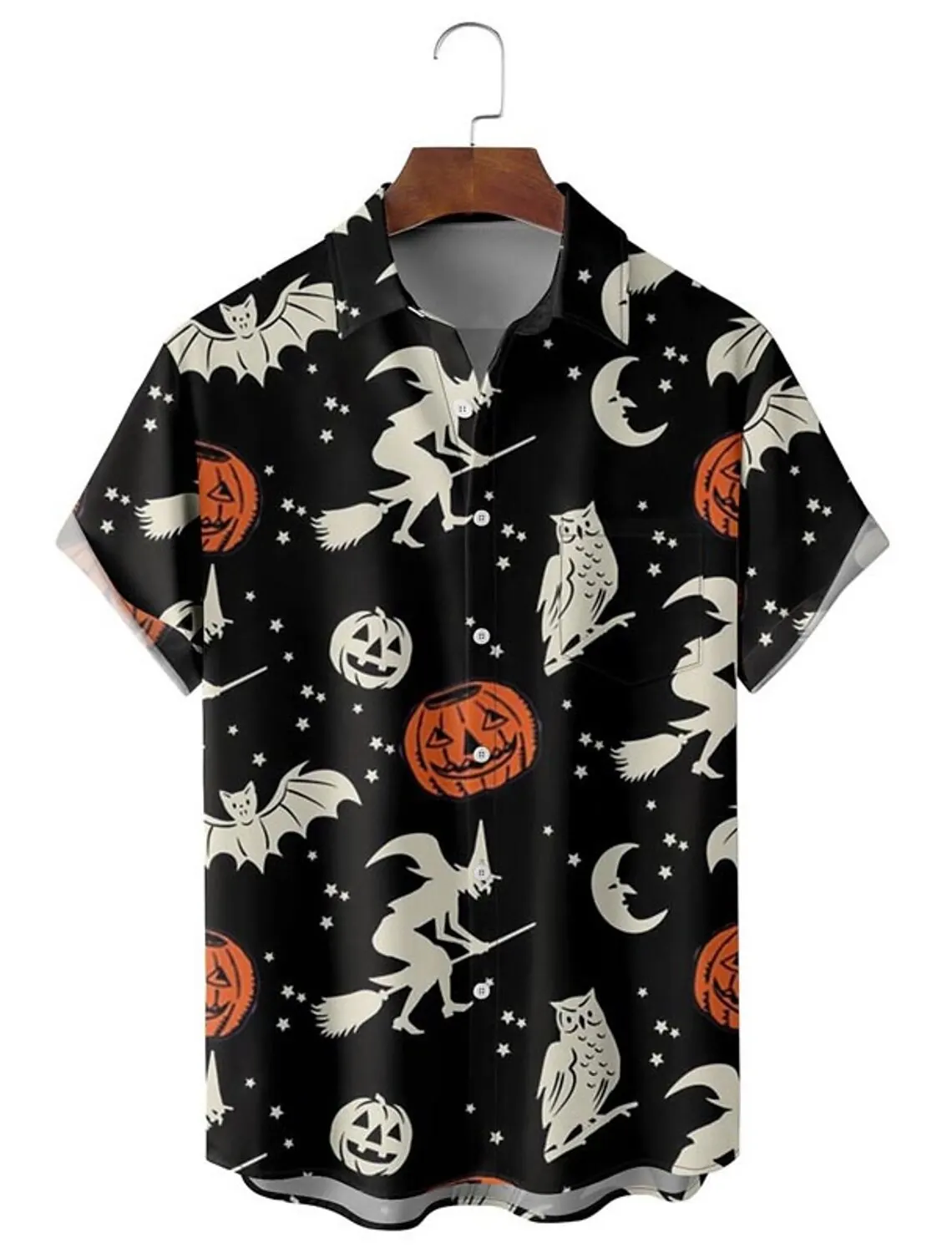 Men's Shirt Skull Pumpkin Ghost Halloween Print Hawaiian Short Sleeve Shirt S Comfort Clothing Fashion Design Men's Open Lapel T 4