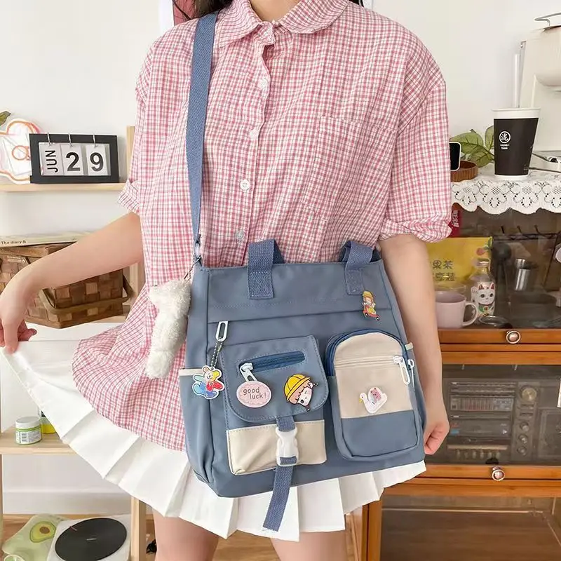 Fashion Canvas Women Handbags Shoulder Bag Japanese Students Crossbody School Bags for Girls Solid Nylon Ladies Messenger Bag - AliExpress