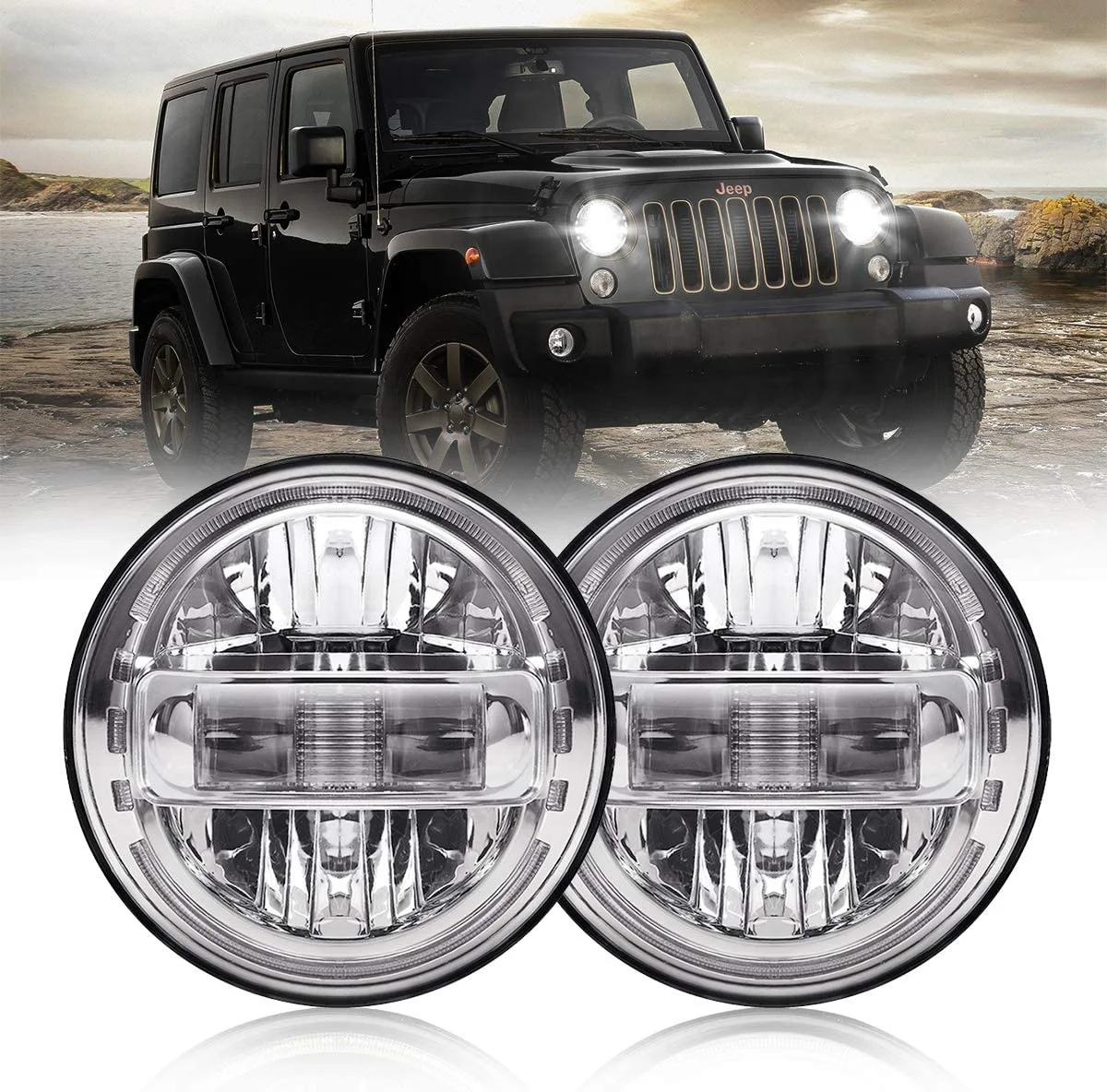 7inch Led Headlight For Jeep Wrangler JK Off Road Assembly Lada Niva 4x4 Headlig