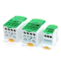 Din Rail Terminal Block Distribution Power Wire Electrical Connector Split Junction Box - UKK250A (GREEN)