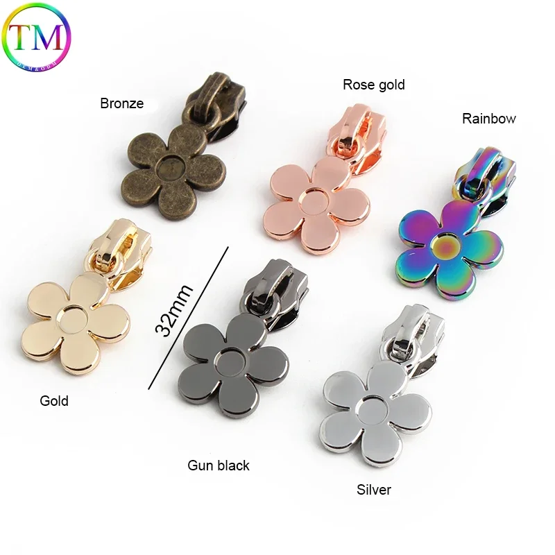 Flower/Star Shape 5# Zippers Sliders For Nylon Zipper Bags Clothes Down Jacket Zip Head Puller Repair Kits DIY Sewing Accessory