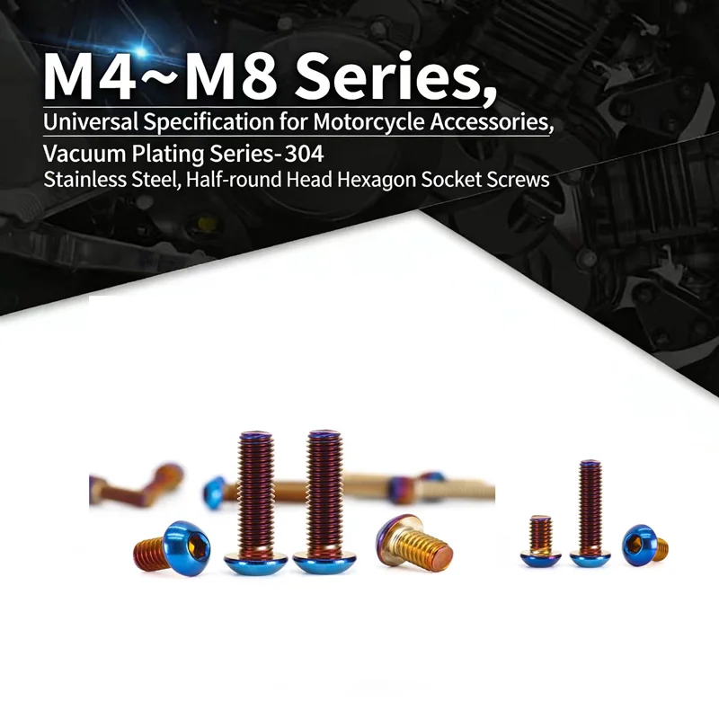 블루 티타늄 앨런 볼트 ISO7380 A2 스테인리스 버튼 헤드 소켓 나사 M4-M8 자전거 오토바이용