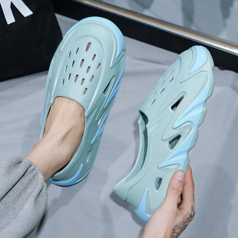 Summer Mens Casual Shoes Hollow Hole Shoes Platform Sandals Sports Slippers