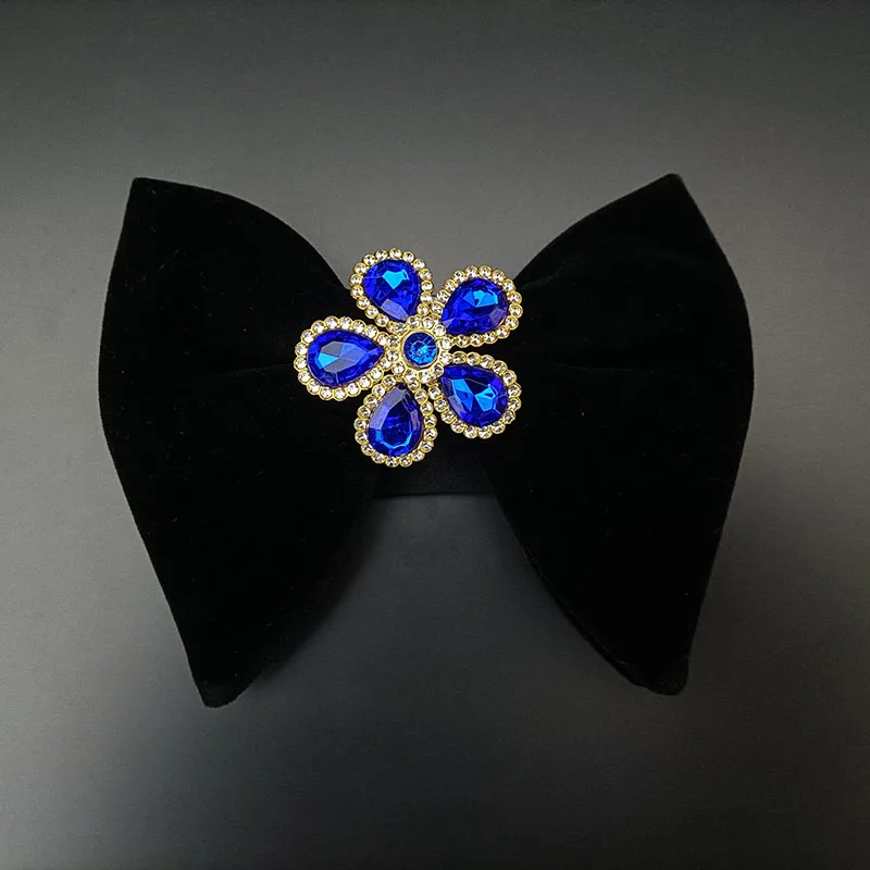 Vintage Samt Strass Fliege handgemachte Schmuck High-End Französisch britische Herren formelle Kleidung Hemd Zubehör Hochzeit Bowtes – Detail 4