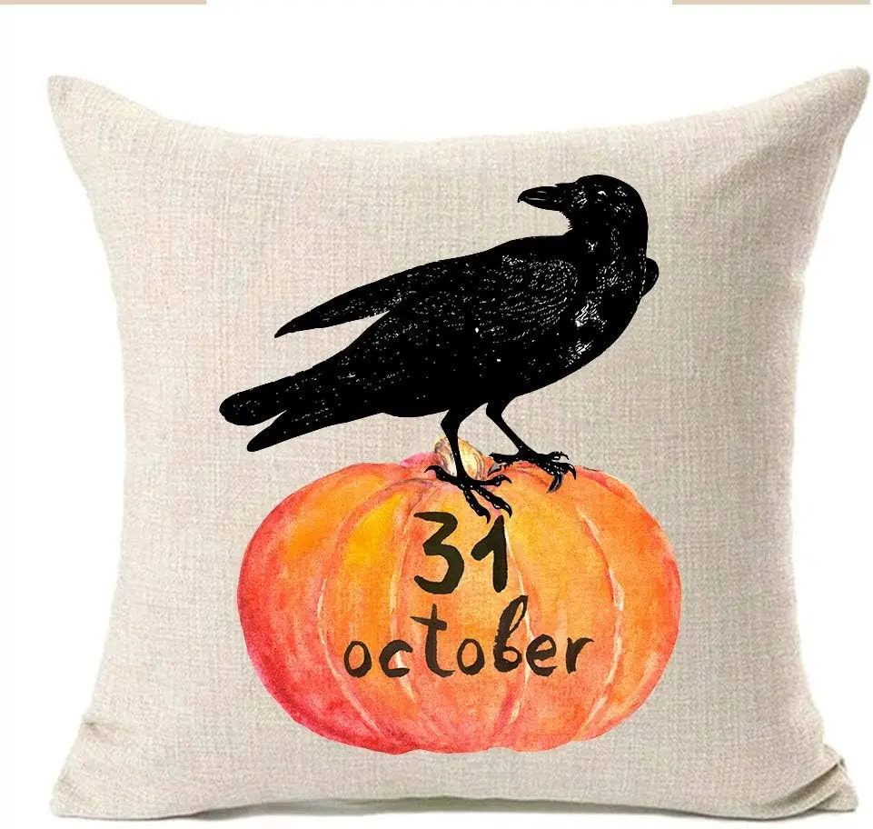 

Halloween Decorations Pillowcase Crow Witch Pumpkin Decorative Sofa Linen Square Cushion Cover pillowcase 50*50 decor