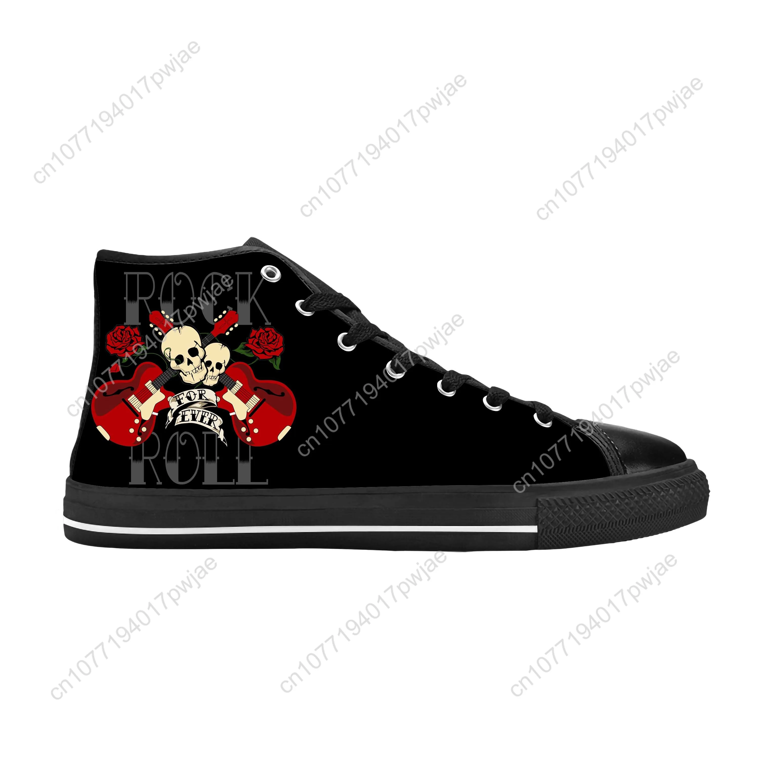 Hot Rock N And Roll Rock Band Music Singer Guitar Casual Cloth Shoes High Top Comfortable Breathable 3D Print Men Women Sneakers