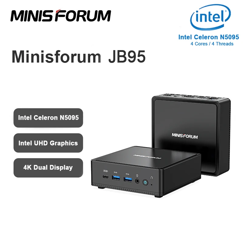 MINISFORUM JB95 Mini PC Intel Celeron N5095 Windows 11 Pro DDR4 8GB RAM  128GB SSD Quad Cores WIFI HD HDMI Desktop Gaming Mini PC