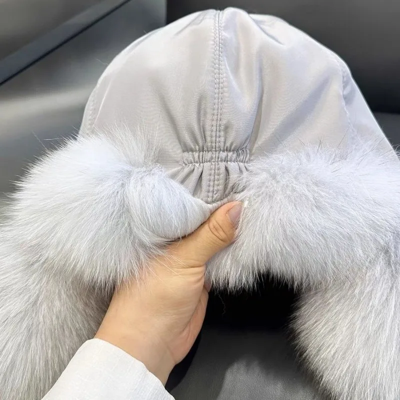 Elegant Faux Fur Outdoor Waterproof Trapper Hat Plush Ultra Soft Ushanka Aviator Hat Warm Cozy Winter Hat with Pom-Pom Ear Flaps 4