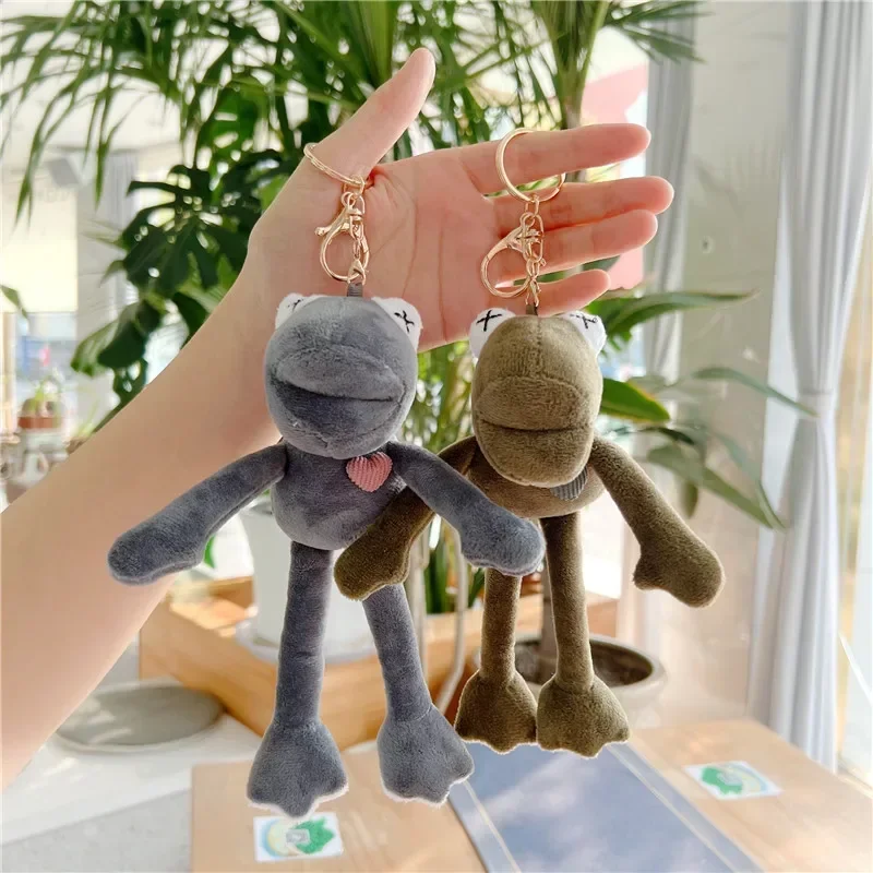 

16cm Cute Long-Legged Frog Couple Bag Plush Pendant Kawaii Animal Keychain Plush Toy Cartoon Car Keychain School Bag Accessories