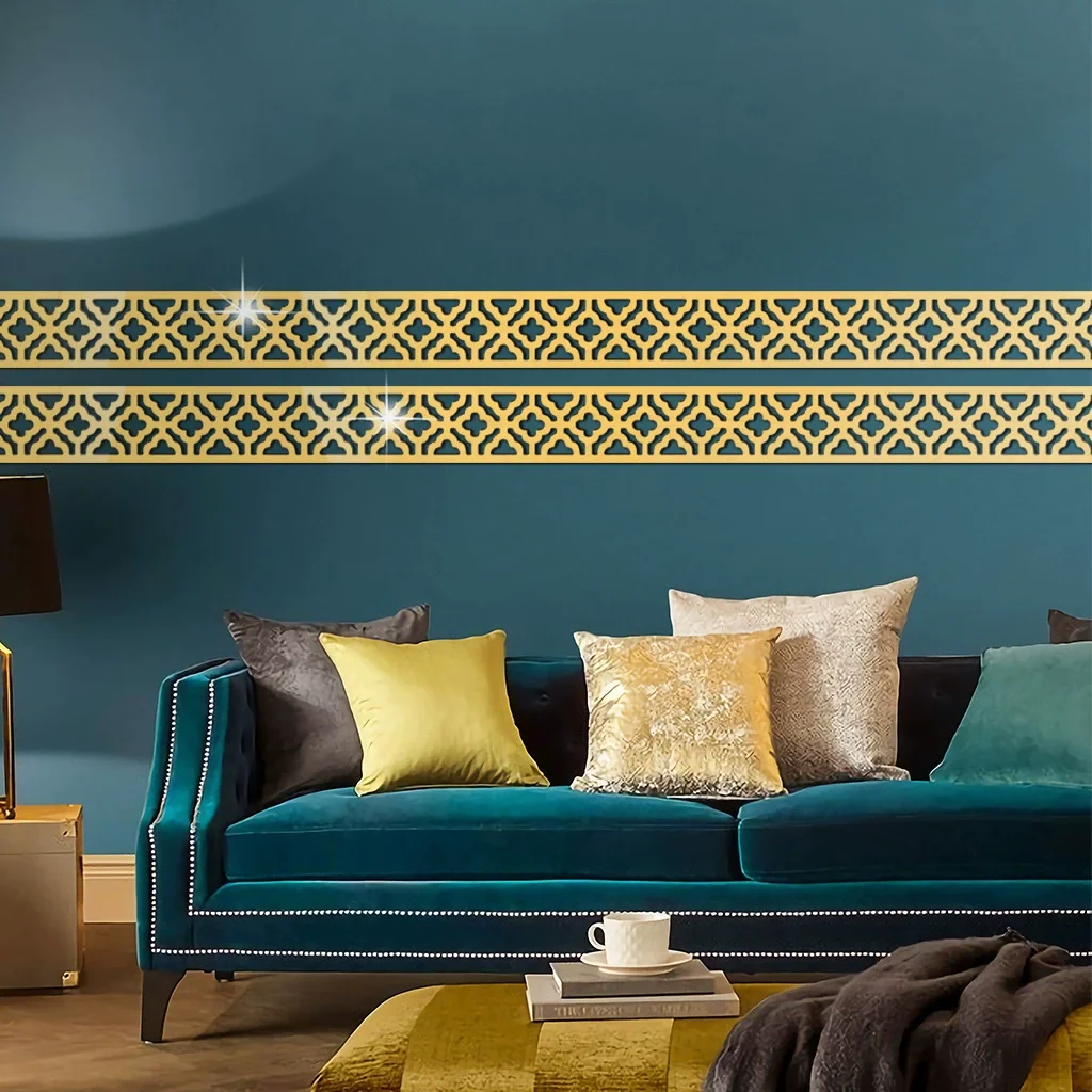20x5cm 6/12pcs Acrylic Mirror Wall Stickers Used For Boundaries Corner Lines Living Room Edge Strips Office Walls Home Decoration