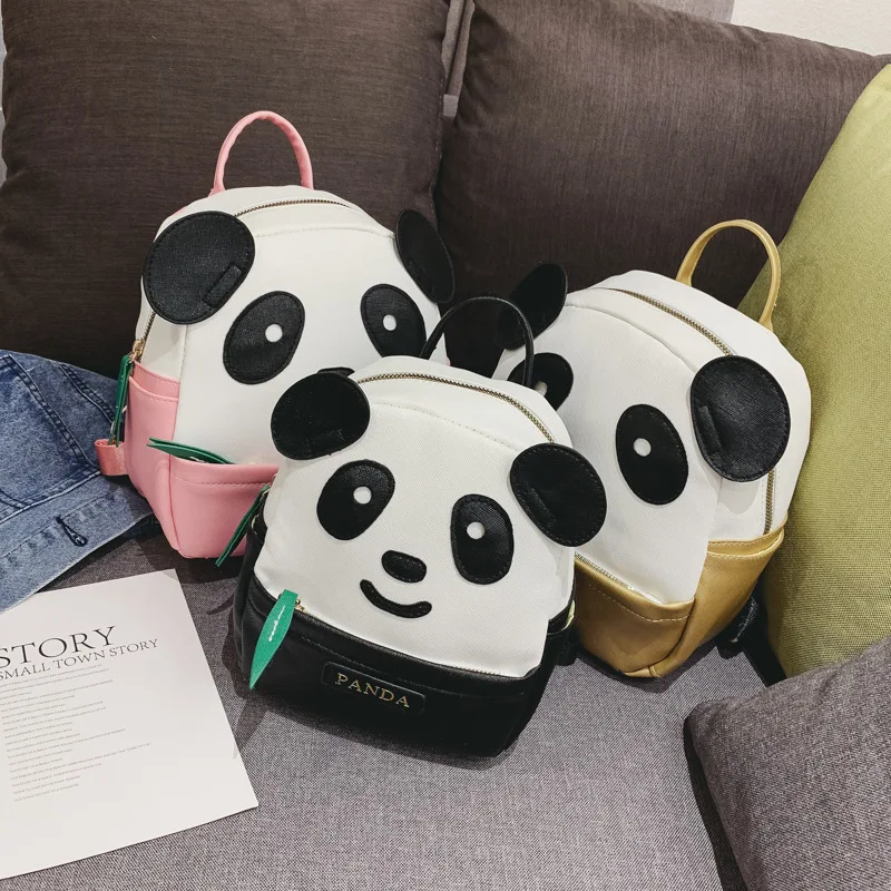 

Baby Backpacks 2-5y Girls Boys Cartoon Panda Bamboo Leaf PU Bag 2022 New Cute Kindergarten School Bag Fashion Backpack