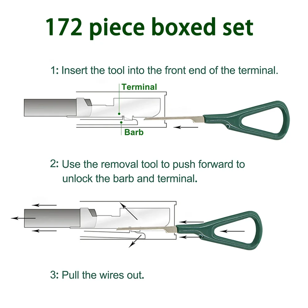Car Terminal Dismantling Tool Kit Pin Terminal Dismantling Puller Wire Crimping Connector 172 pieces terminal removal kit car terminal extractor car repair tool terminal removal tool car terminal puller electrical connector pin removal kit