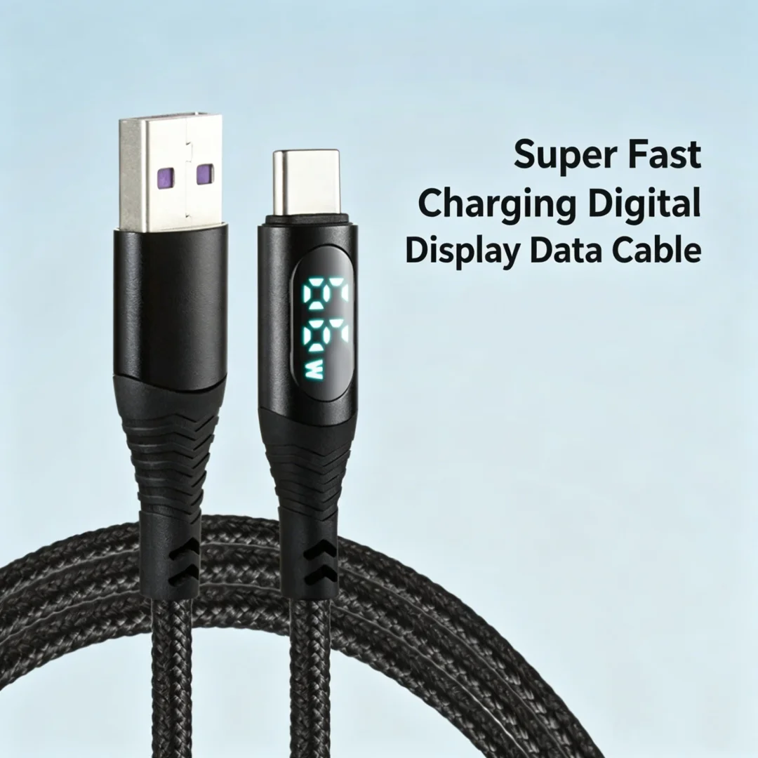 디지털 디스플레이 USB-C to USB-C 100W 고속 충전 케이블 6A 풀 프..