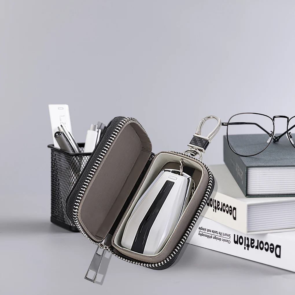 자동차 키 케이스 RFID 차단기 신호 차단 커버, 리모컨 키 차폐, PU 가죽 쉘