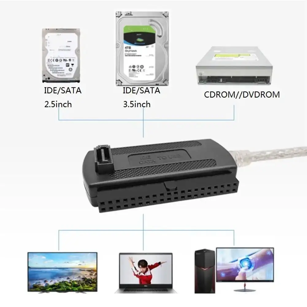 PC ƮϿ ÷  ÷ USB 2.0-IDE SATA ̺, 3 in 1 S-ATA 2.5, 3.5 ġ ϵ ̺ ũ HDD   ̺
