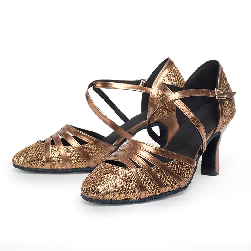 Standard Ballroom Dance Shoes for Women Glitter Closed Toe Modern Dance Shoes Salsa Ballroom Tango Latin Shoes for Girls Ladies 4