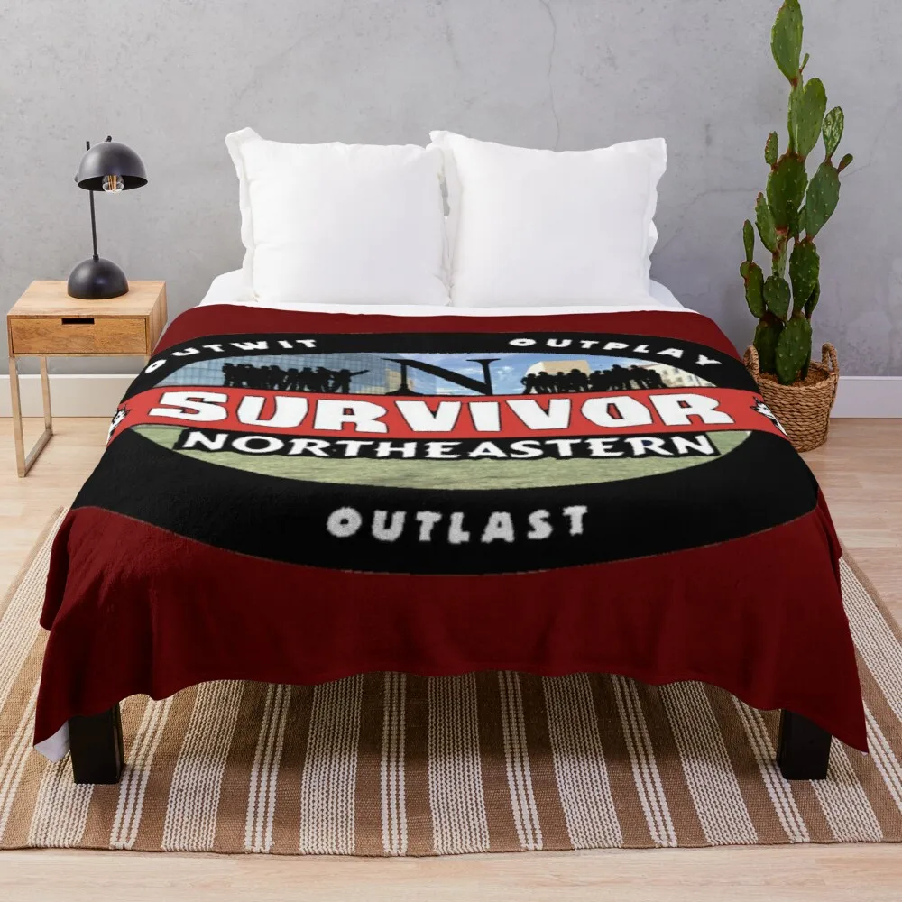 

Survivor Northeastern Logo Throw Blanket Sofa blanket queen size semi-toral blanket