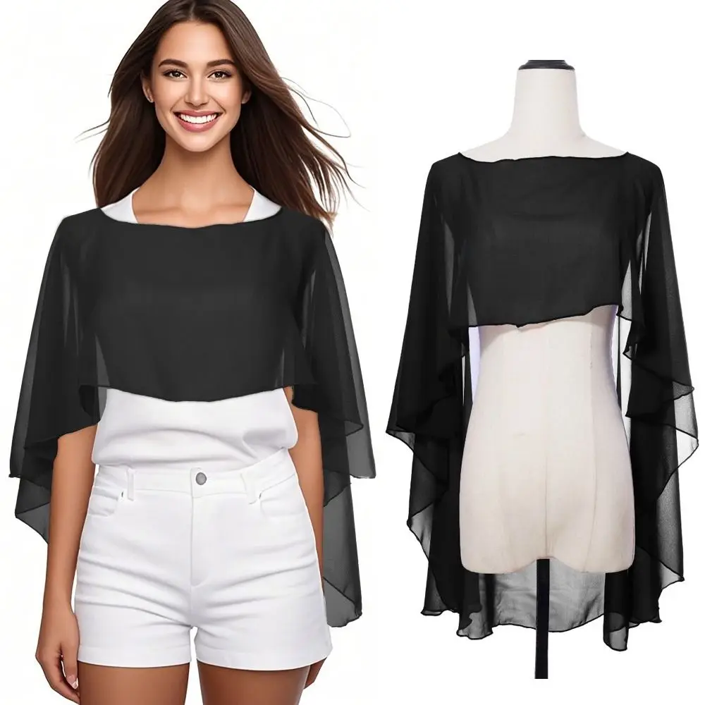 New Fashion Soft Wedding Capes Long Solid Color Chiffon Shrug Wedding Jacket Wraps Womens Ladies Evening Cover Up Beach Shawl