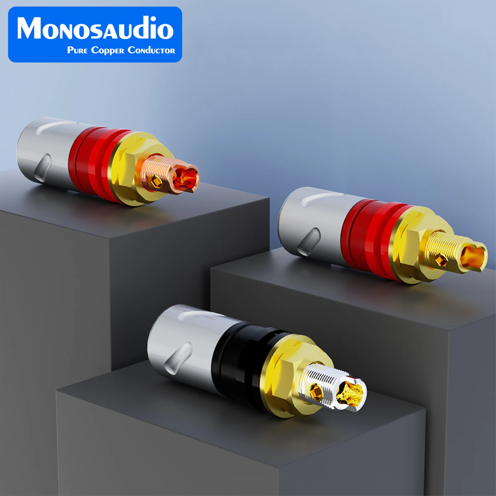 Monosaudio 순수 구리 스피커 터미널 바인딩 포스트 소켓 HIFI 증폭기 스피커 용 로듐 골드 도금 스피커 커넥터
