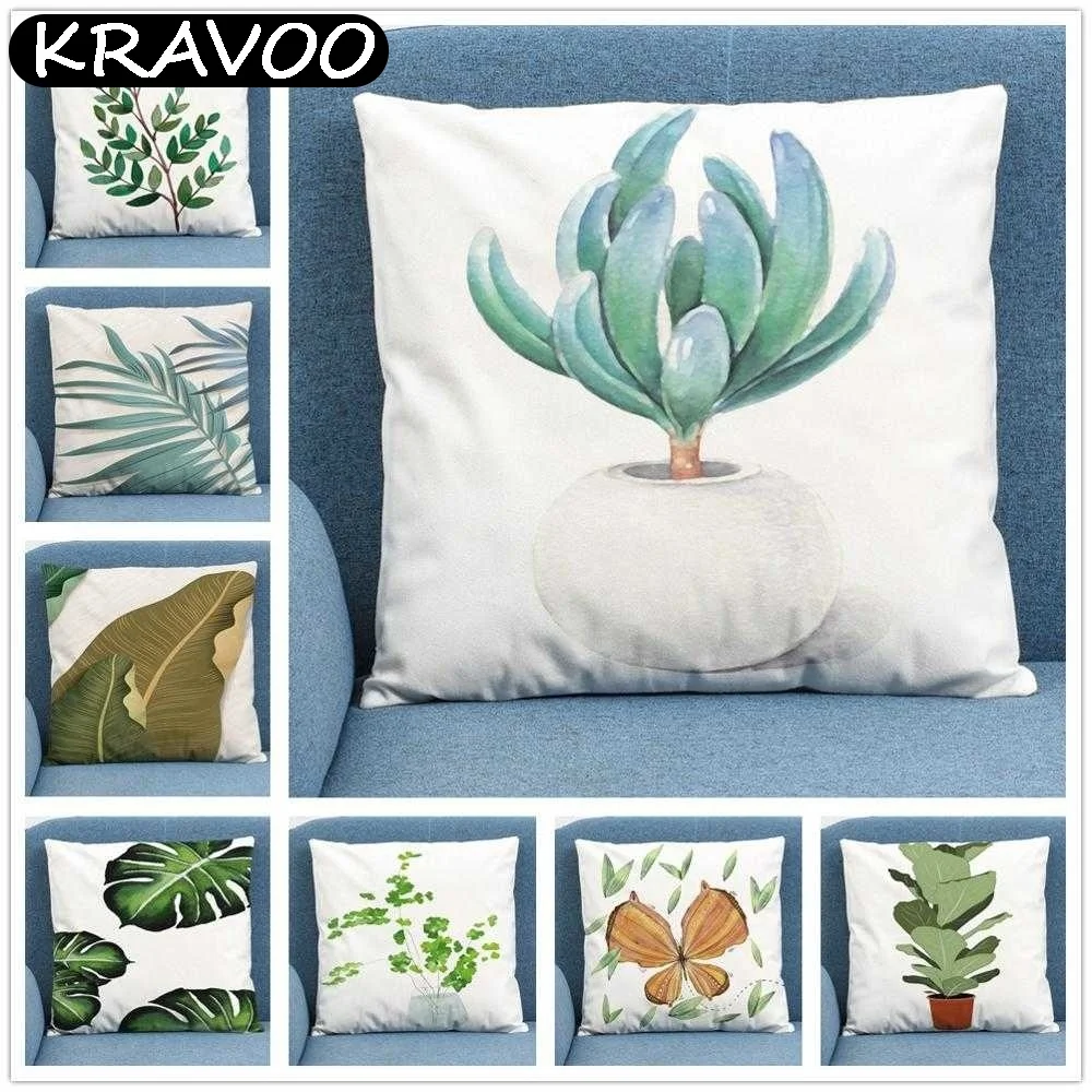 

Flower Simple Nordic Wind Plant Geometric Soft Cushion Cover Pillow Case for Home Sofa Car Decor Pillowcase 45X45cm funda cojín