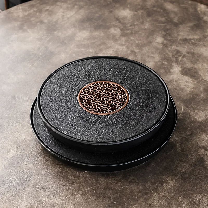 

Round Nordic Tea Tray Desk Chinese Ceremony Drainage Drip Tea Tray Smoking Hospitality Ash Dessert Oil Bandejas Home Products