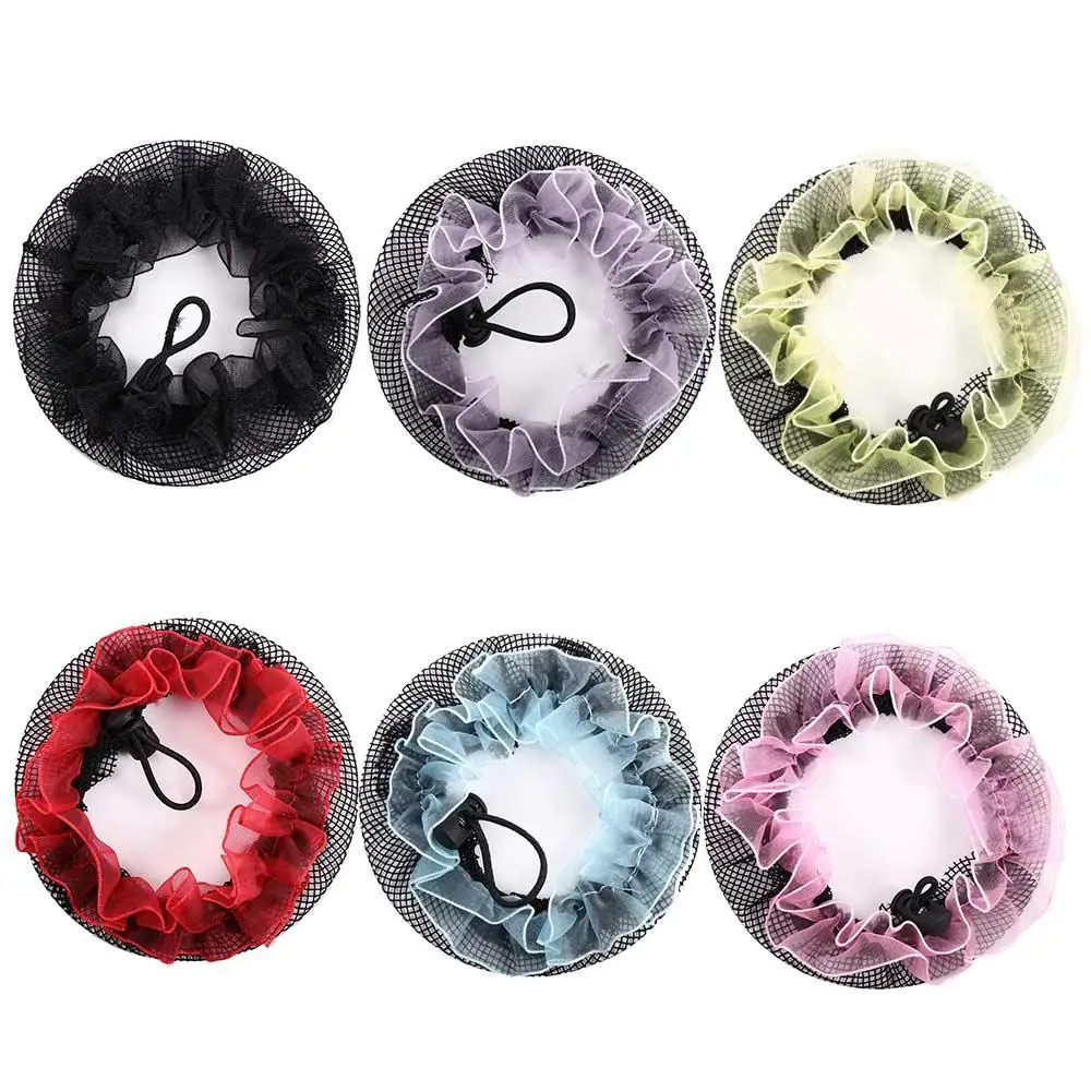 

Rope Rings For Women Adjustable Elastic Lace Hollow Ballet Bun Hair Nets Girls Drawstring Snoods Hair Holder Ponytail Holder