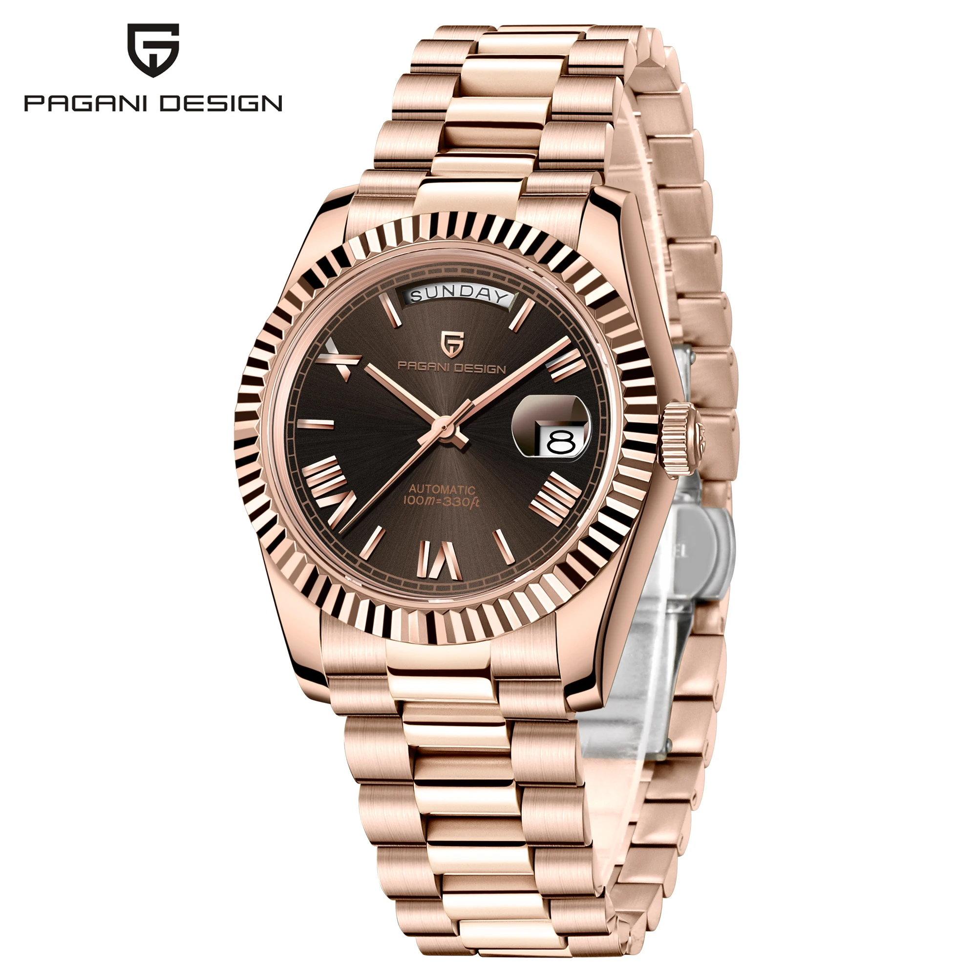 PAGANI DESIGN DD36 Rose Gold Men's Watches Mechanical Watches For Man Automatic Fashion AR Sapphire Mirror Wristwatches