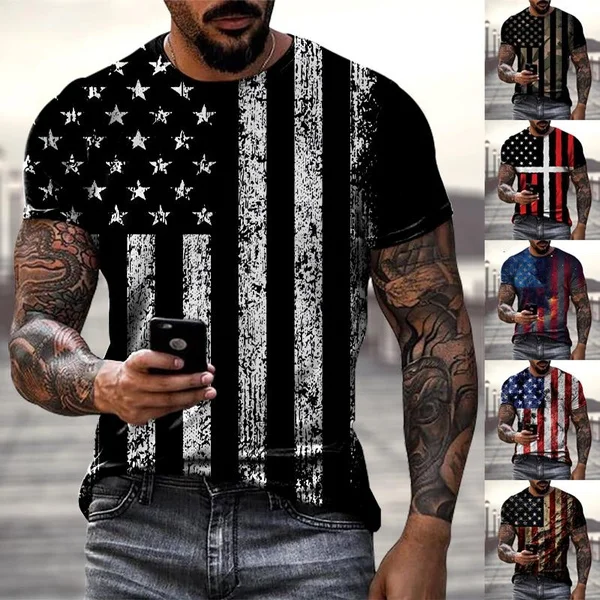 

USA Flag Male T-shirt American T-shirt 3d Printed Personalized Street T-shirt
