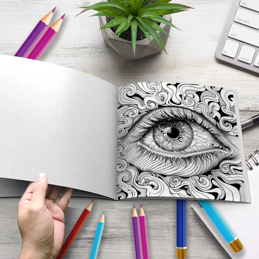 Eyes of Wonder Coloring Book 20 Page Fantastic Eyes Theme Adult Picture Book Kill Time Relaxing Doodle 5