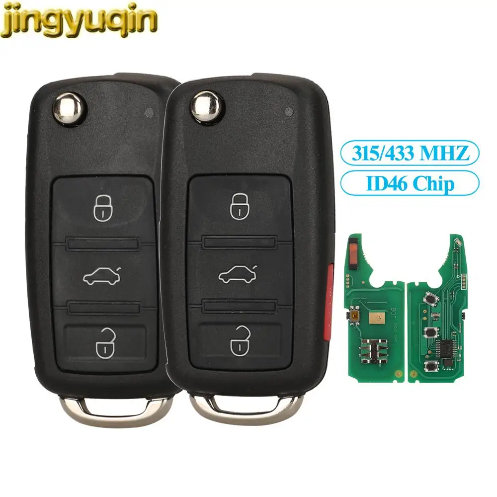 Jingyuqin 3/4Button Car Key Alarm Remote Fob 315/433Mhz Id46 Pcf7946 Per Vw Jetta Mk6 Polo Passat B5 Tiguan Golf Touareg Phaeton