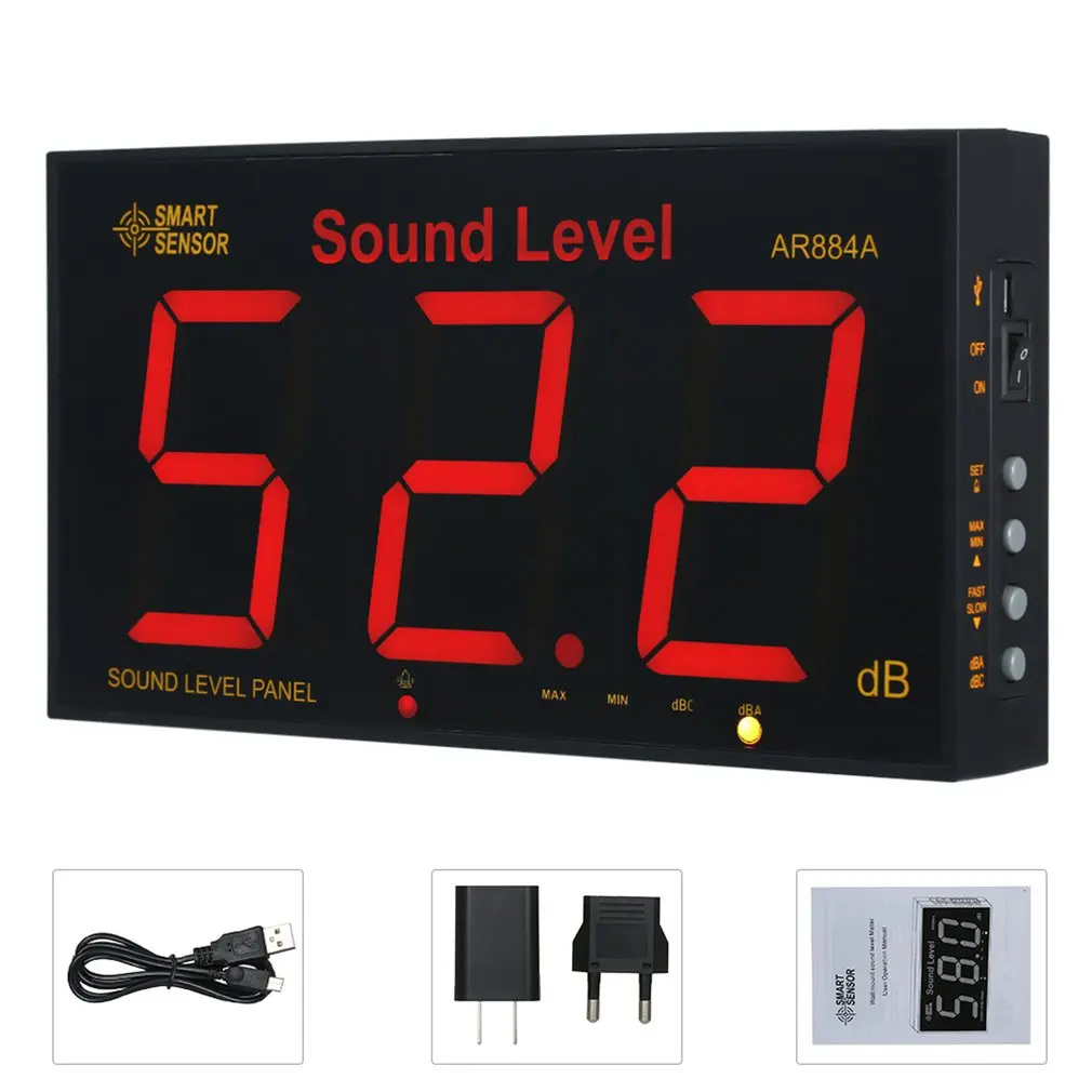 

AR884A Smart Wall Mounted Large LCD Display Sound Level Meter Digital Sound Level Meter Digital Sound Level Meter
