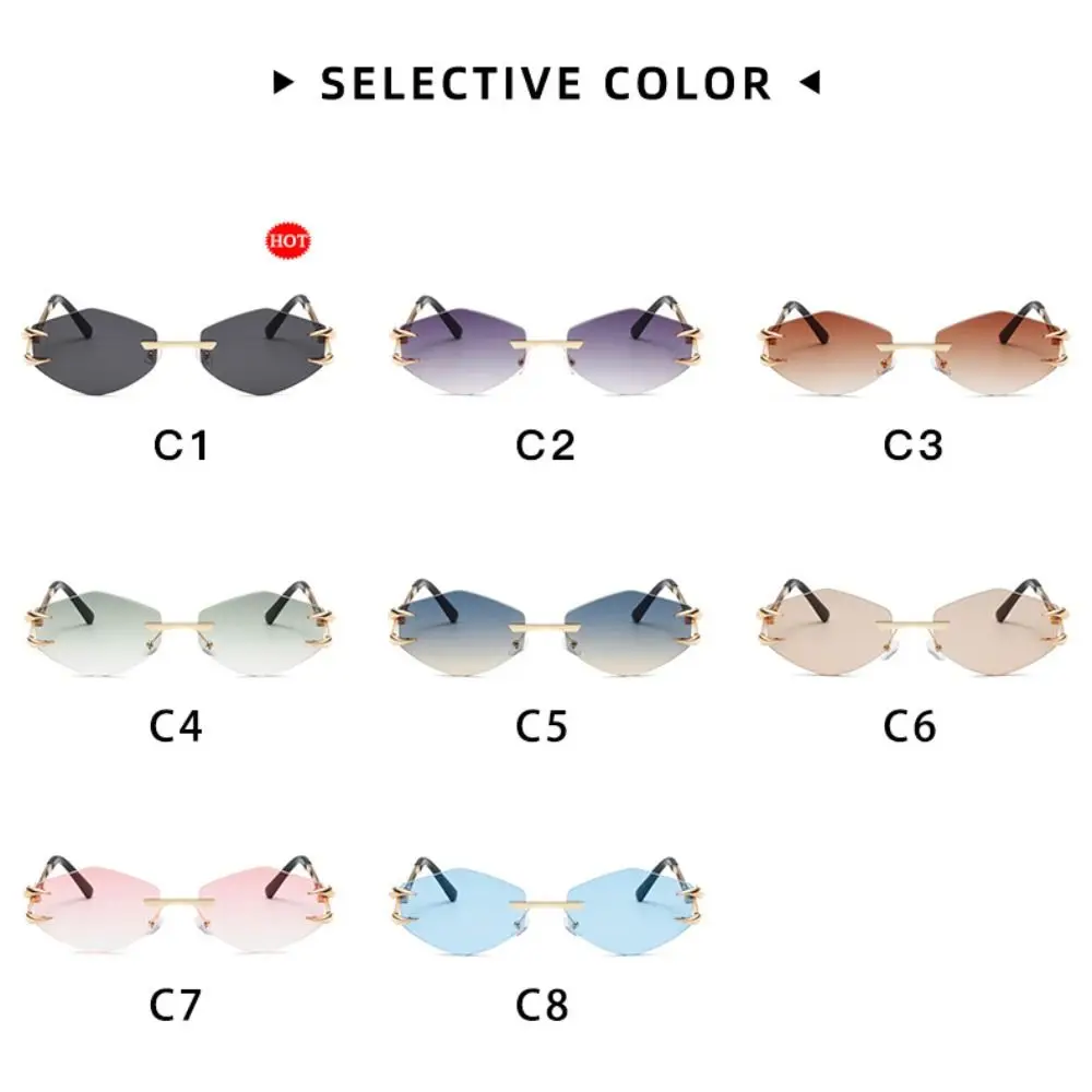 Fashion Rimless Square Sunglasses Retro Small Frame Gradient Frameless Sunglass Hip Hop UV400 Popular Metal Eyewear Men Women