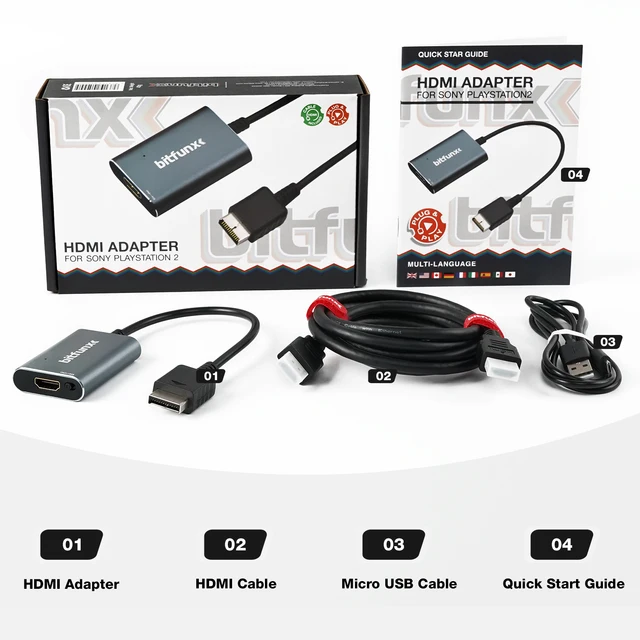 PAL S-Video BITFUNX PS2 HDMI Adapter Supports RGB/Component To
