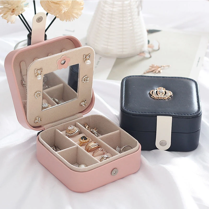 

2023 Travel Multi-Function Case Holder Earrings Necklaces Jewellery Boxes Organizer PU Leather Portable Jewelry Storage Box