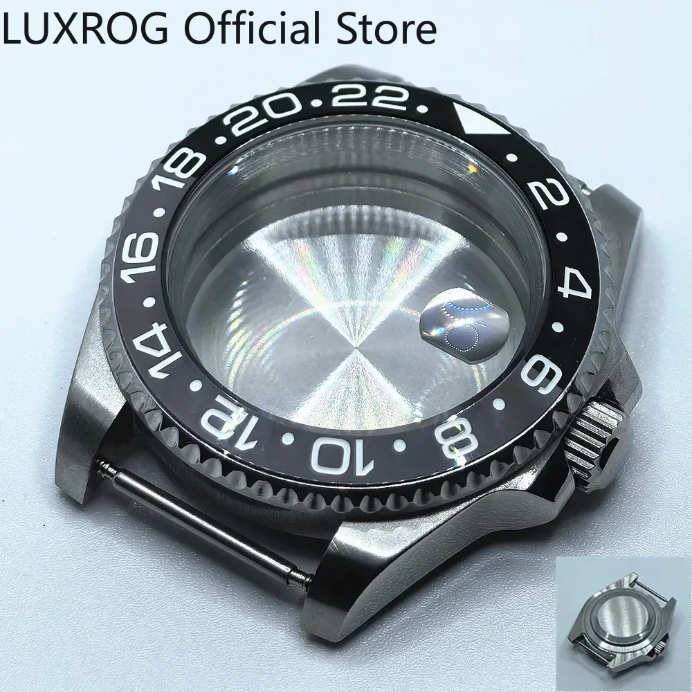 Stainless Steel 40MM Black Blue Ceramic Insert Watch Case