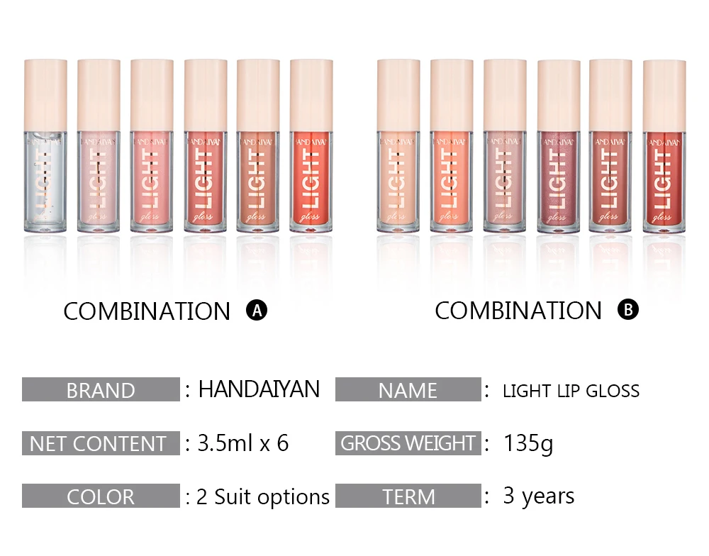 Lip Gloss Set - 6 PCS Long-Lasting Liquid Lip Stains with Mirror
