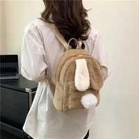 Rabbit Plush Backpacks For Women Winter Mini Fluffy Shoulders Bag Doll Knapsack Y2K Packbag Furry Rucksack Bunny Fur Mochila Ins 1