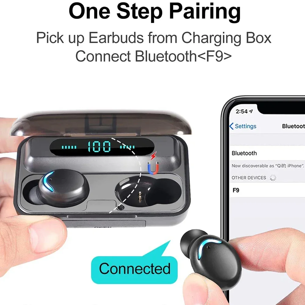 Wireless Bluetooth Earbuds Stereo Headset with Mic
