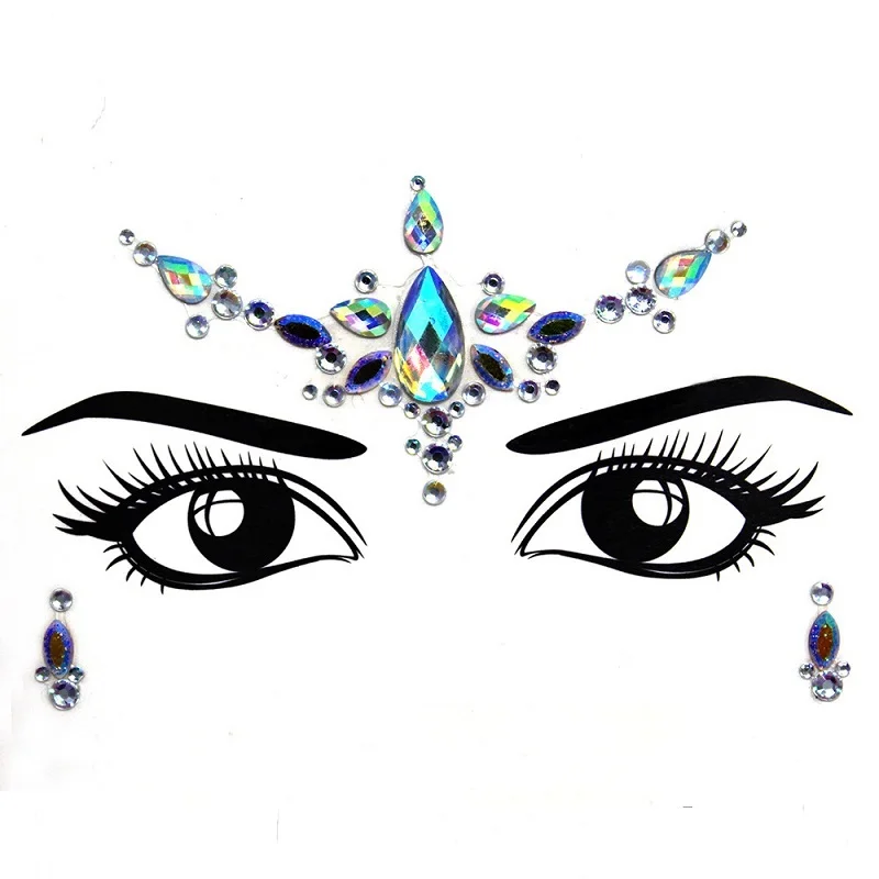 Rhinestone Face Jewels: Festival Glitter Crystal Stickers
