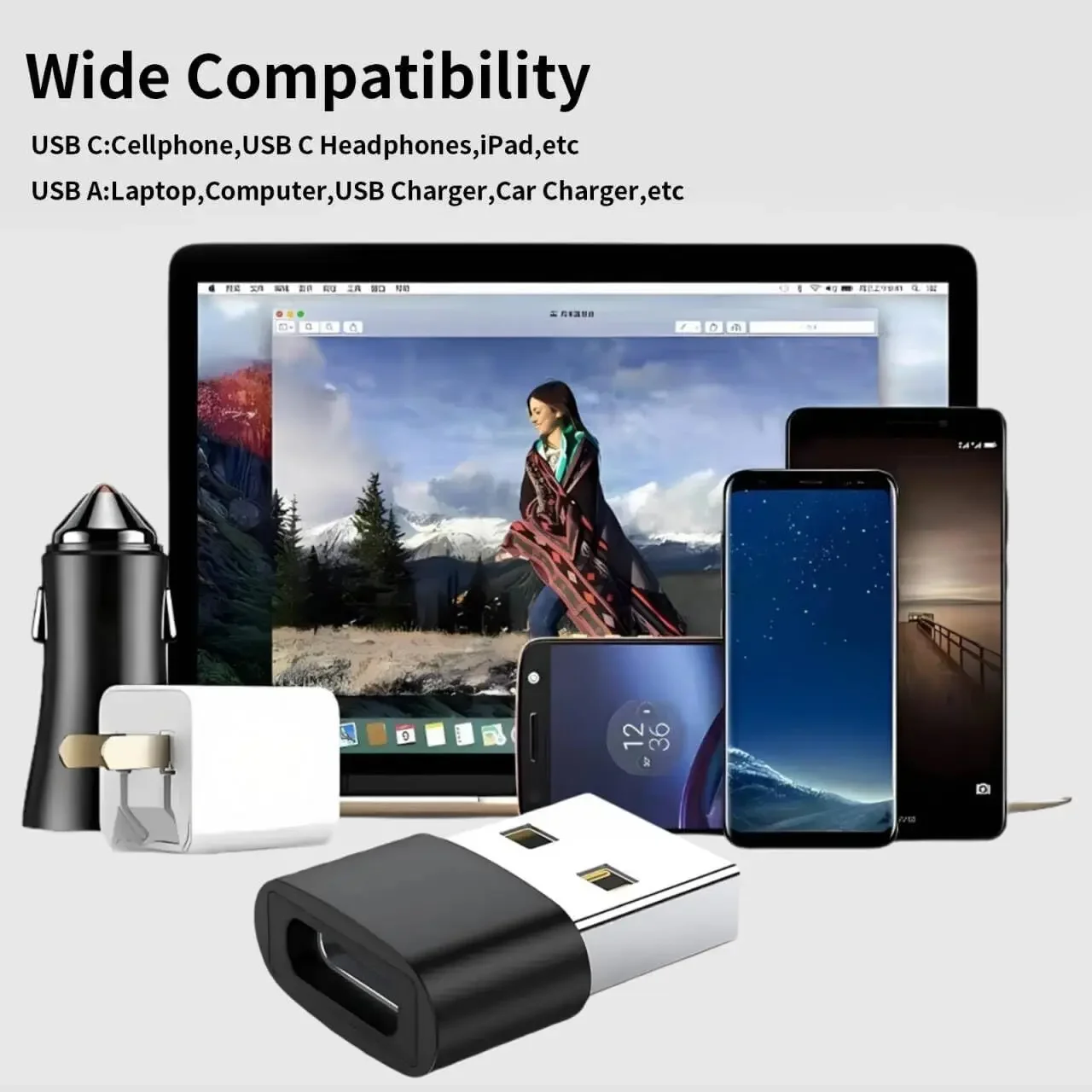 USB-C to USB 어댑터, USB-C(남성) to USB(여성) OTG 데이터 케이블, 맥북 프로/에어, 아이폰 16 프로 맥스/16 플러스/16e/15 호환