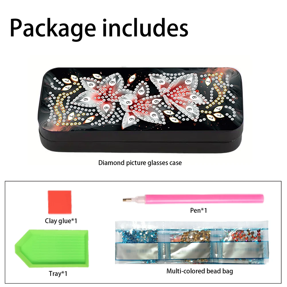 Diamond painting Diamond painting accessories Diamond art painting kit Diamond painting set 1Pcs Flower Animal Leather 5D Diamond Painting Sunglass Case DIY Diamond Sunglasses Storage Box for Art Craft