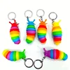 Mini Fidget Slug Keychain Toys 3D Articulated Stretch Caterpillar Sensory Stress Relief Flexible Hand Toy Keyring Bag Pendents 6