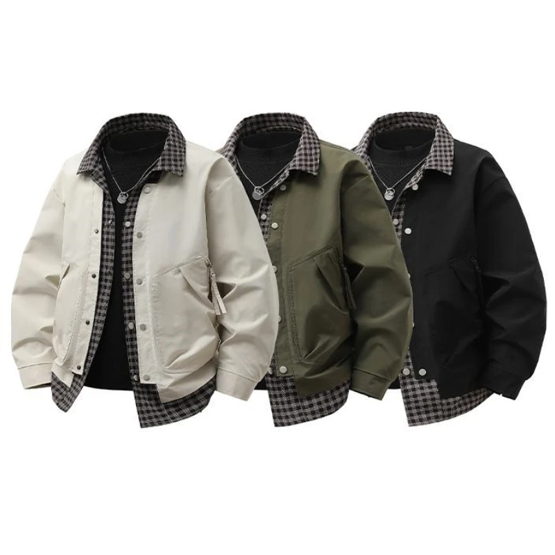 Plus Size 8XL Autumn Men's Casual Jackets Fake 2 Pcs 2025 Spring New Zipper Big Pockets Windbreaker Windproof Loose Coat Male 3