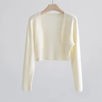 Cropped Sweater Tops For Women Summer Comfy Soft Lightweight Cardigans Sunscreen Knitted Cardigan Women'S Thin Silk Clothing 3