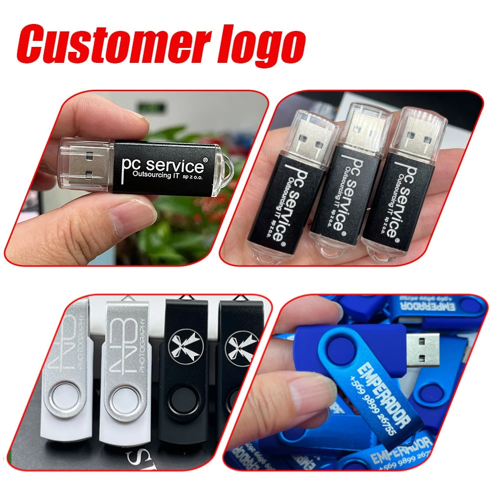10개 메탈 USB 플래시 펜 드라이브 4GB 8GB 16GB 펜드라이브 32GB 64GB 메모리 스틱 무료 맞춤형 로고 실제 용량 U 디스크 클리 USB 2.0