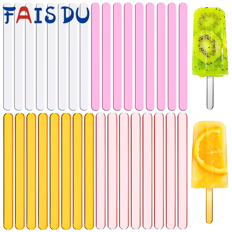 10pcs Reusable Ice Cream Sticks Acrylic Popsicle Sticks Creamsicle Cakesicle Cake Candy Pop Ice Lollies DIY Craft