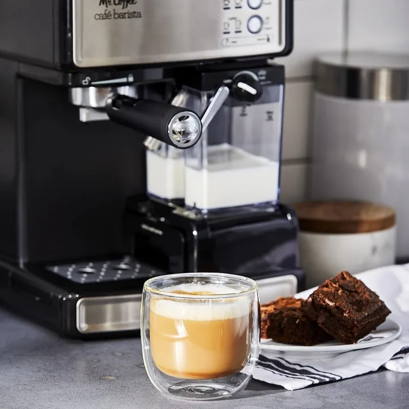 Mr. Coffee Espresso and Cappuccino Machine, Stainless Steel, Programmable Coffee Maker with Automatic Milk Frother 6